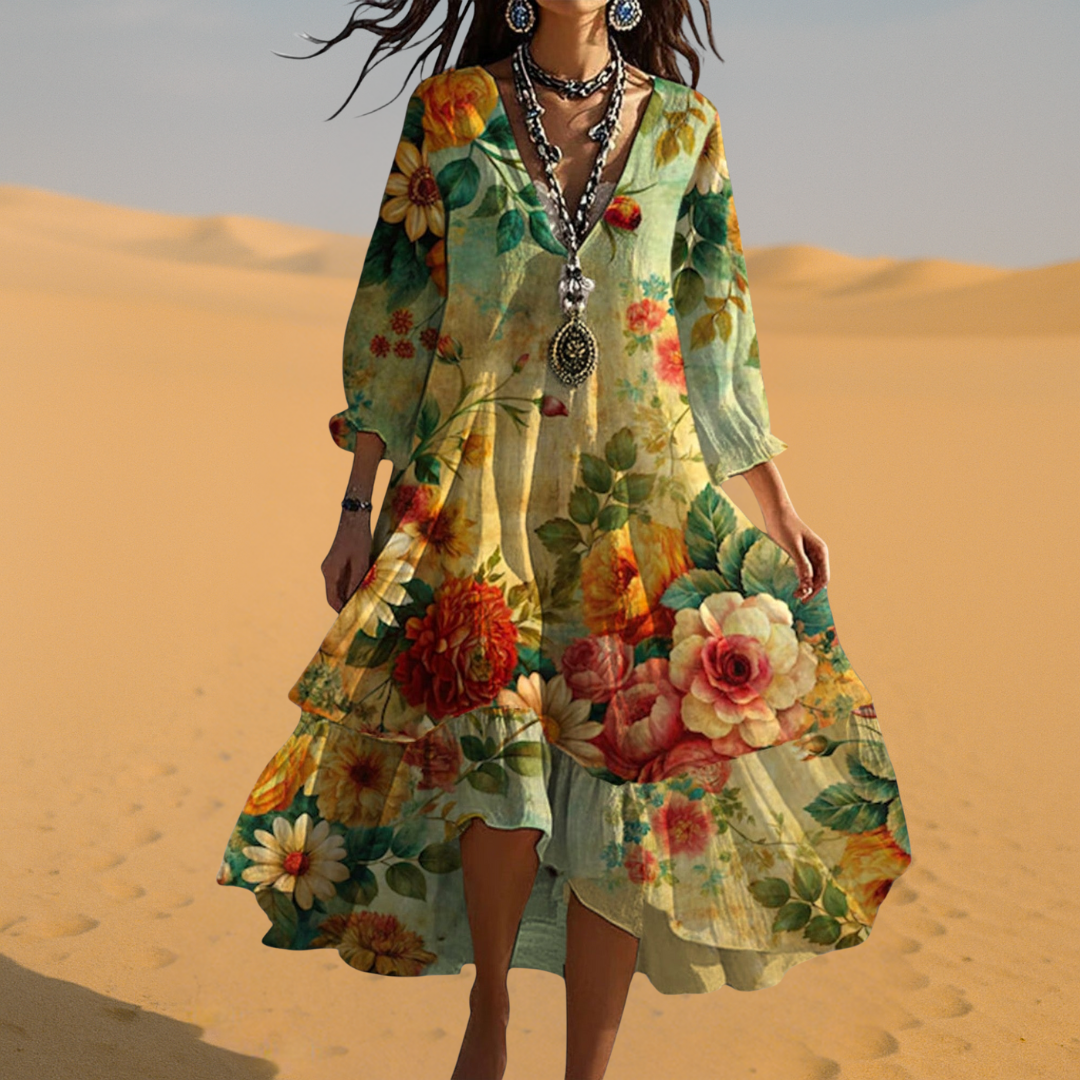 Elize™ | Vintage Boho V-hals Jurk