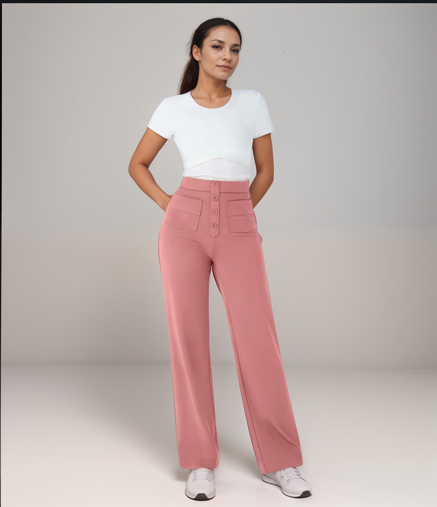 Jelena™ | Elastische broek met hoge taille