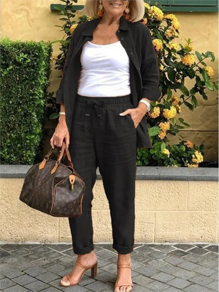 Inez™ | shirt met lange mouwen en brokaat set