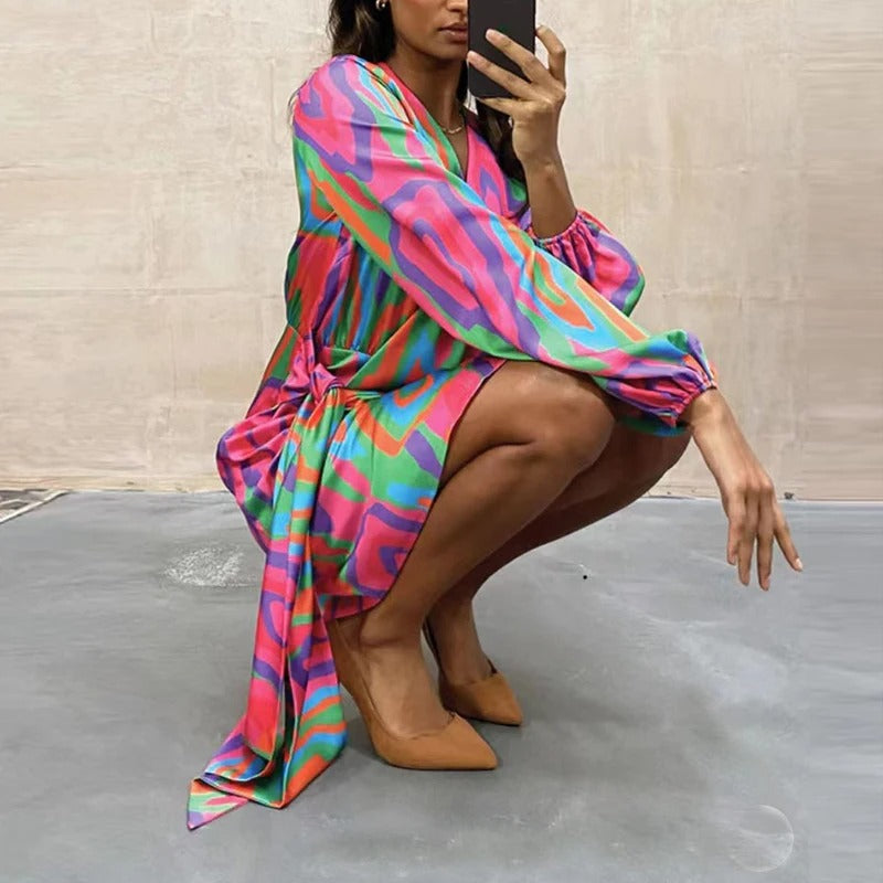 Maja™ | Modieuze elegante bedrukte jurk