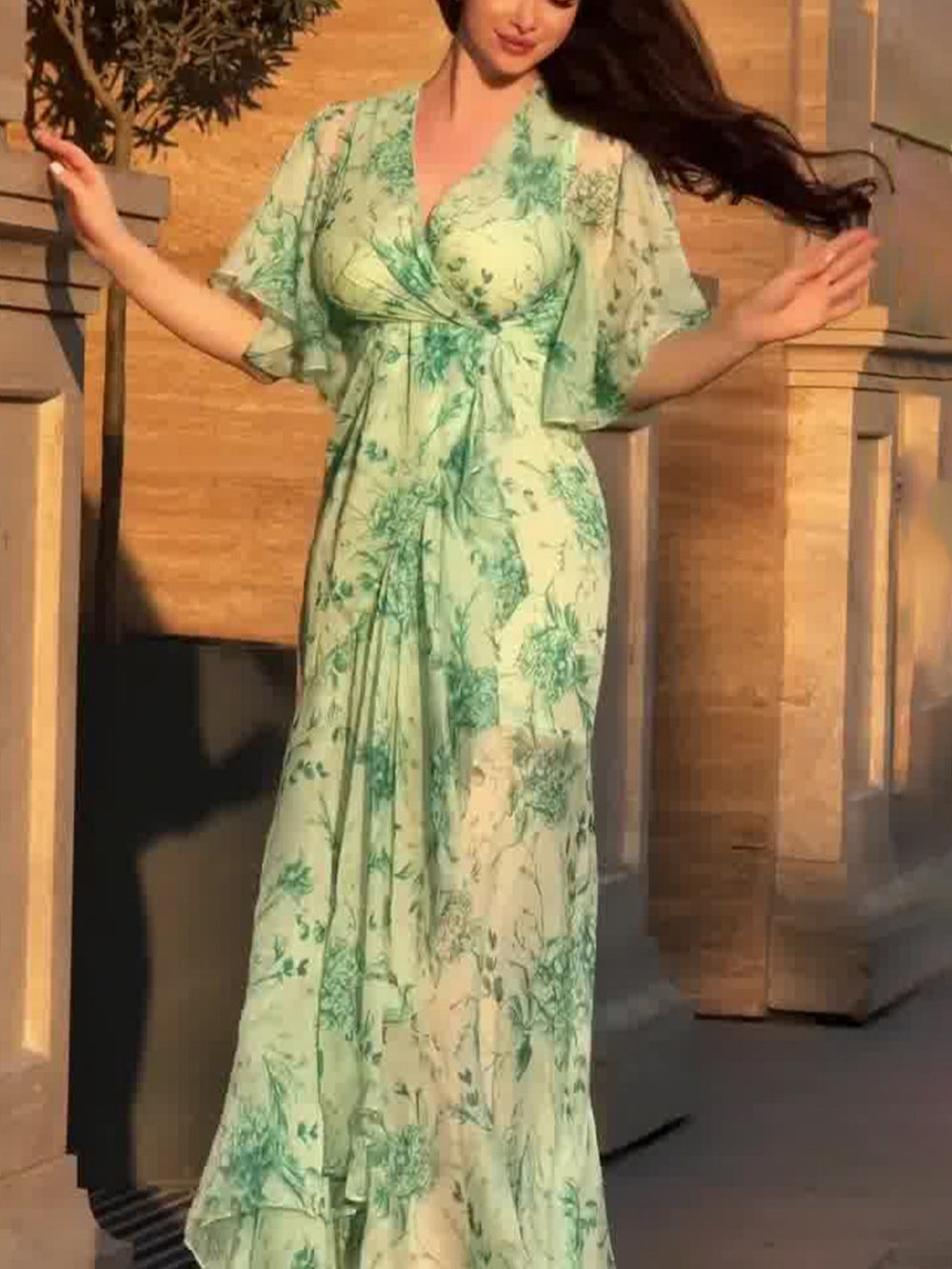 VIVIANA – BLOEIENDE ELEGANTIE WIKKEL MAXI JURK