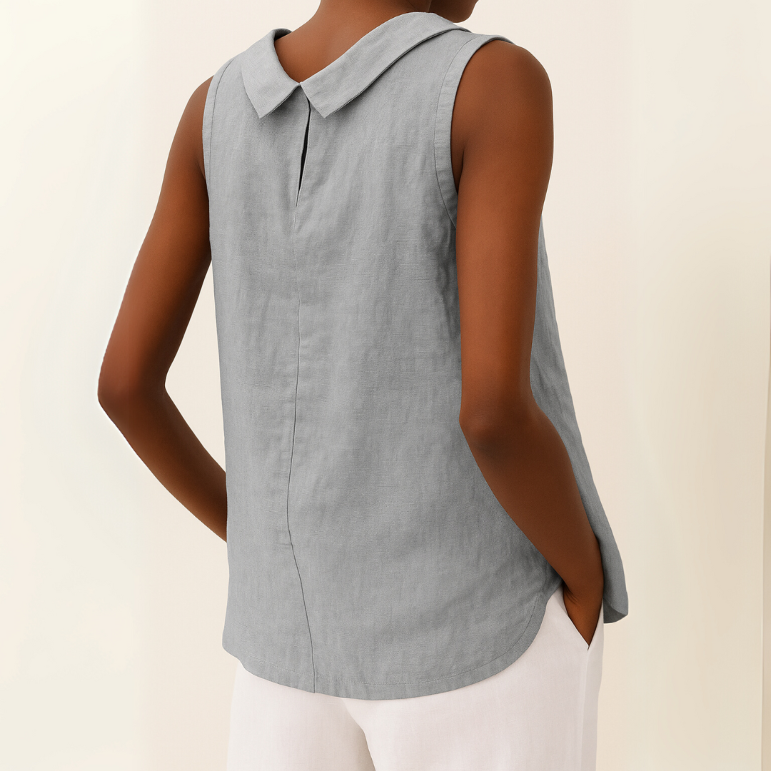 Aya™ | Mouwloze Blouse met Opstaande Kraag