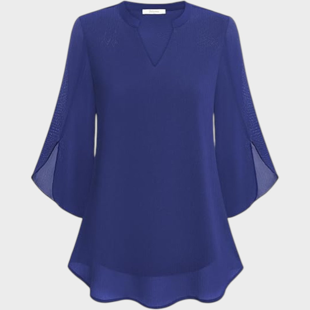 ELENA – ELEGANTE BLOUSE MET V-HALS EN LUCHTIGE UITSTRALING