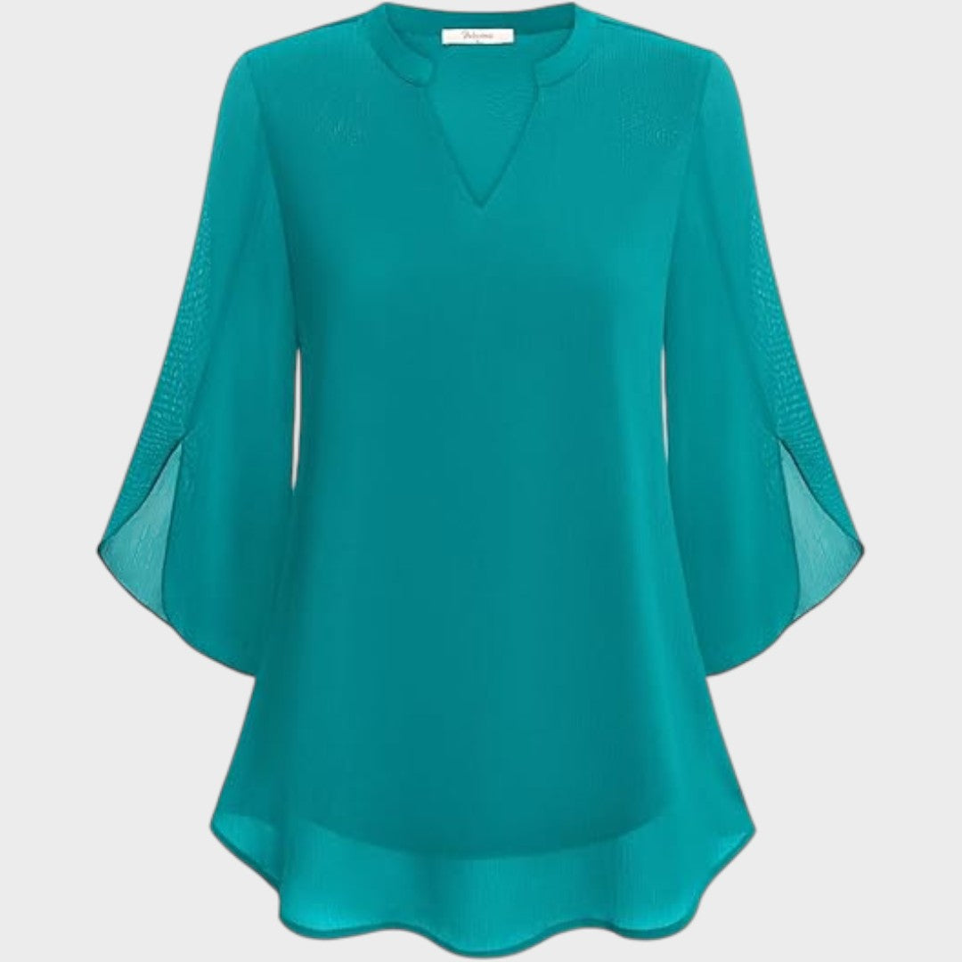 ELENA – ELEGANTE BLOUSE MET V-HALS EN LUCHTIGE UITSTRALING