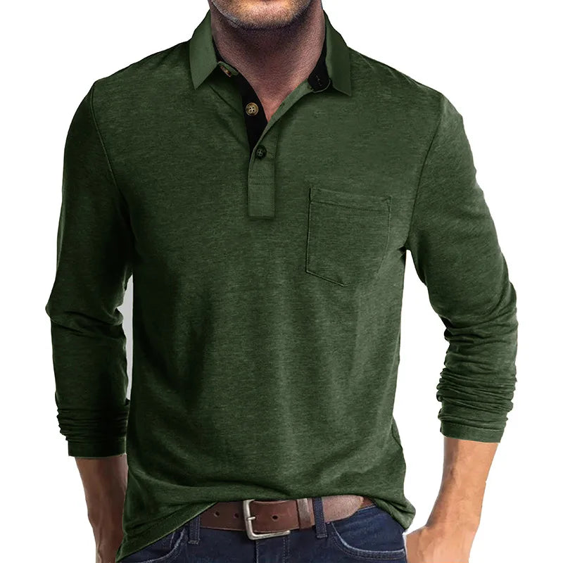 Kavin™ | Heren shirt lange mouw in Effen Kleur