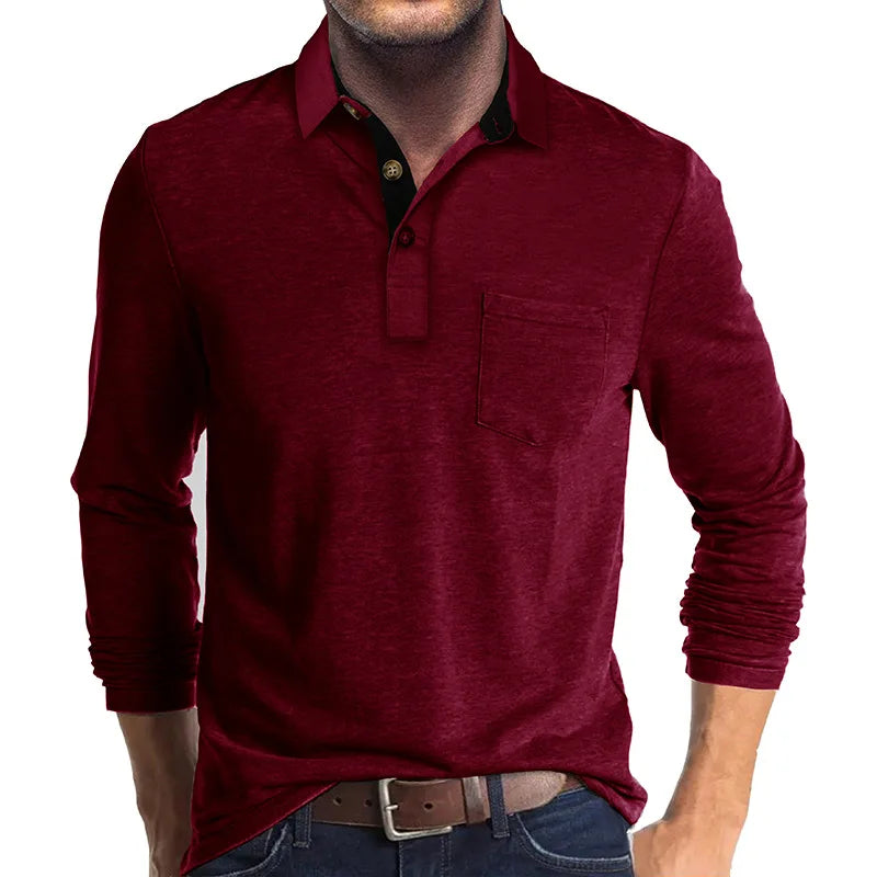 Kavin™ | Heren shirt lange mouw in Effen Kleur